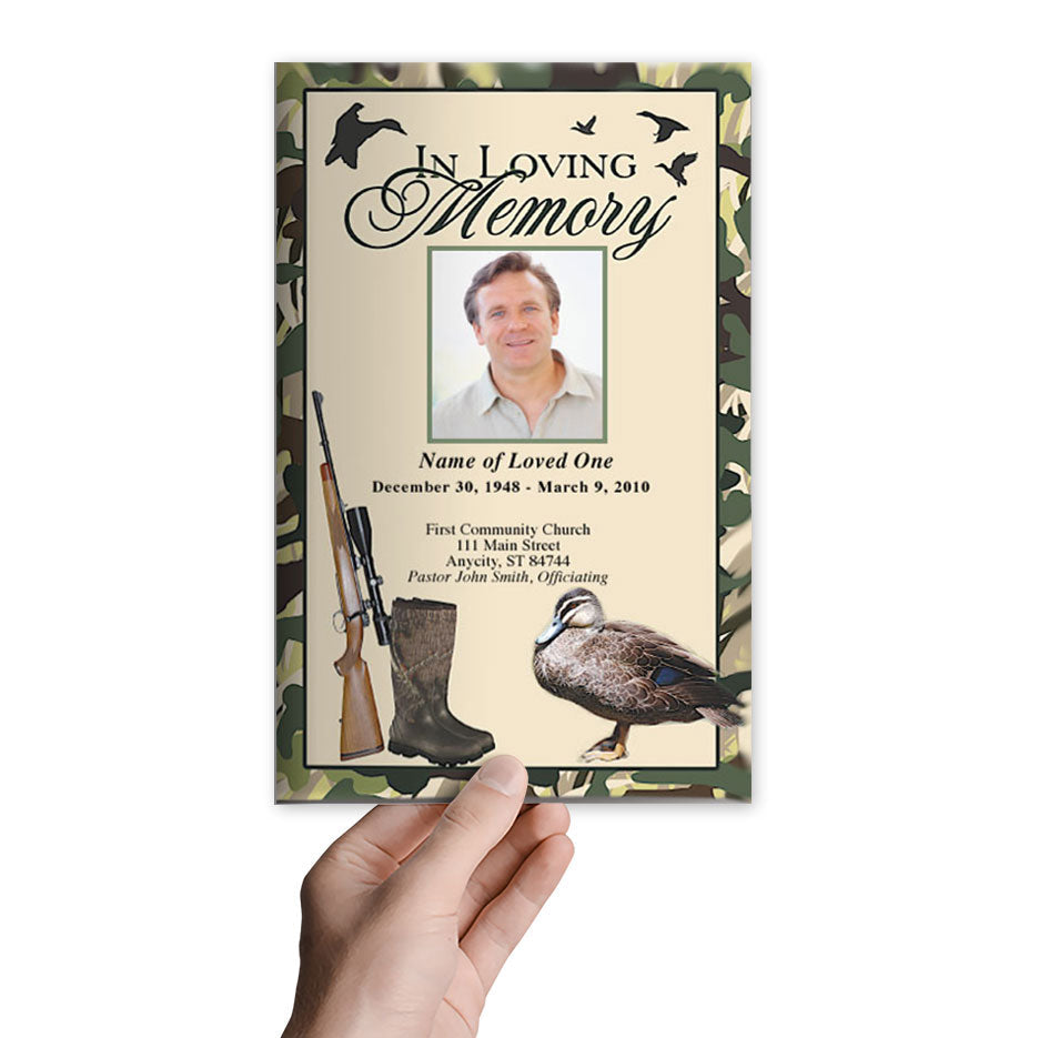Camouflage Funeral Program Template.