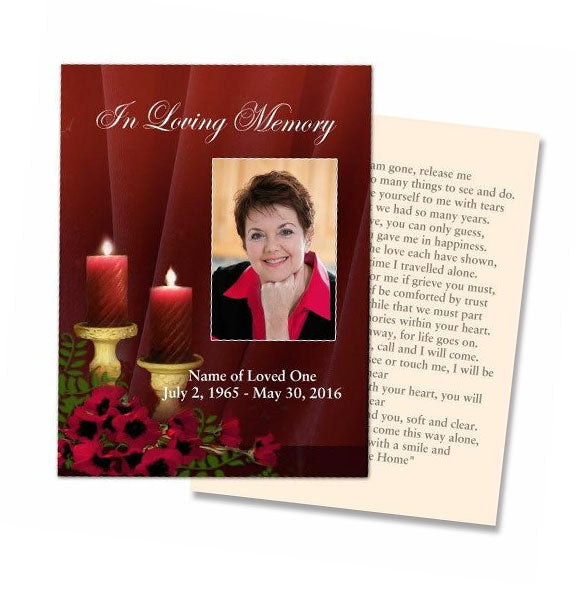 Candlelight Small Memorial Card Template.