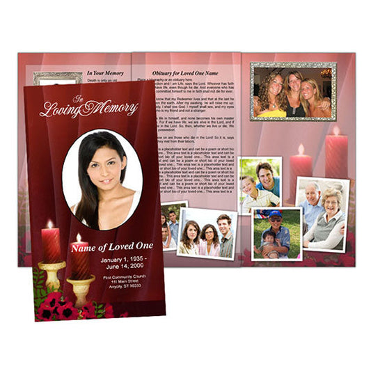 Candlelight Trifold Funeral Brochure Template.