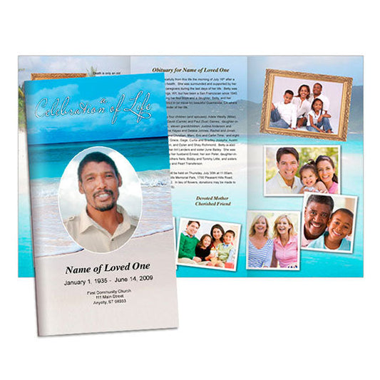 Caribbean Trifold Funeral Brochure Template.