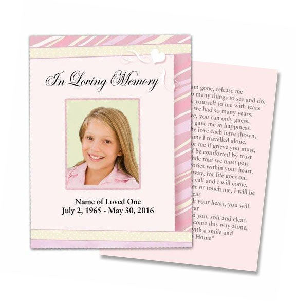 Carly Small Memorial Card Template.