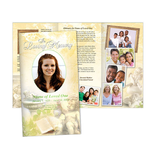 Cherub Trifold Funeral Brochure Template.