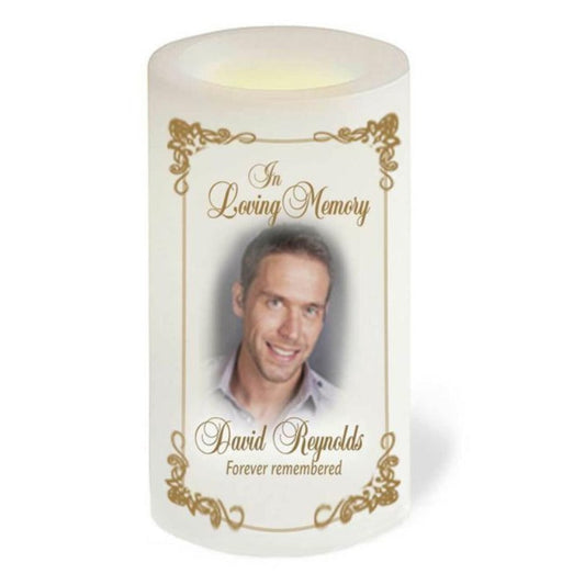 Chestnut Personalized Flameless LED Memorial Candle.