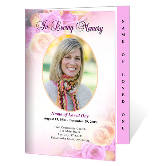 Coral 4-Sided Graduated Funeral Program Template.