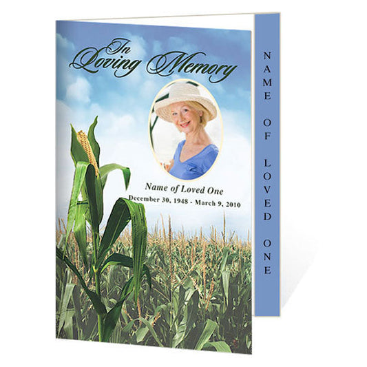 Cornfield 4-Sided Graduated Funeral Program Template.