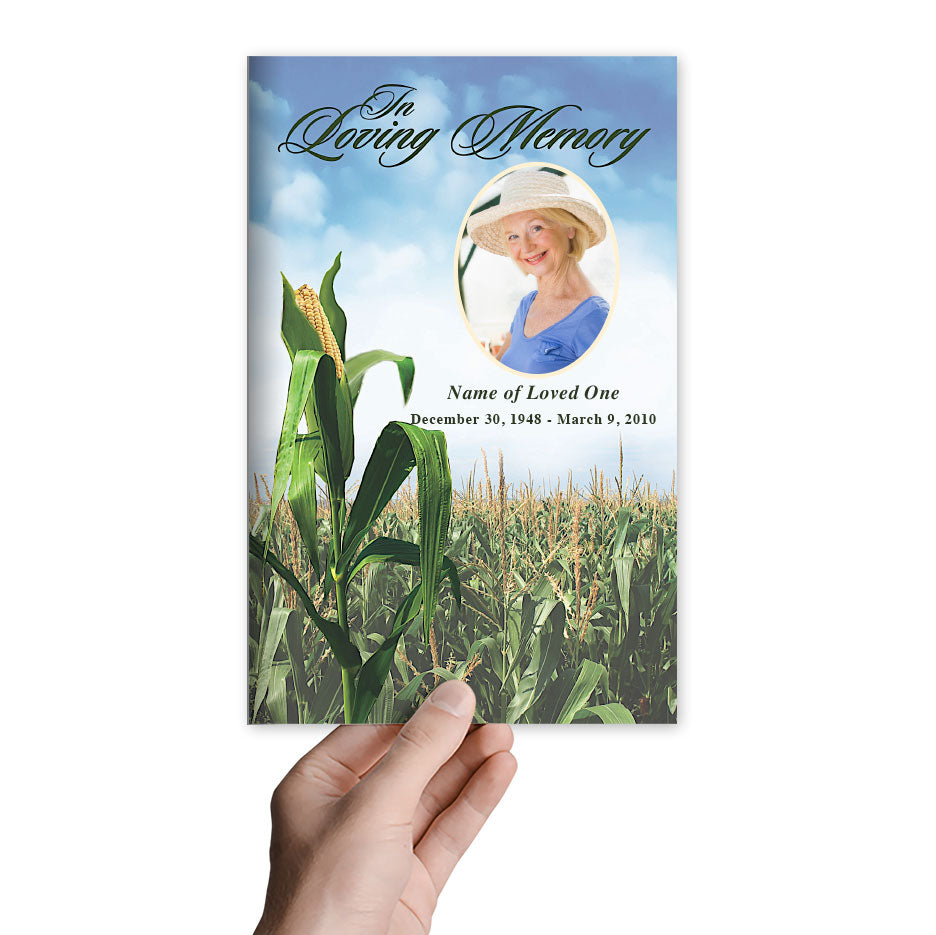 Cornfield Funeral Program Template.