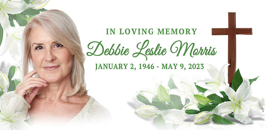 White Lily Cross Casket Panel Insert
