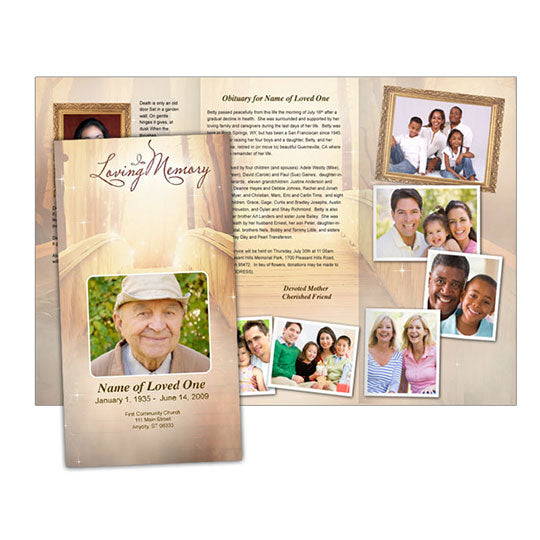 Crossing Trifold Funeral Brochure Template.