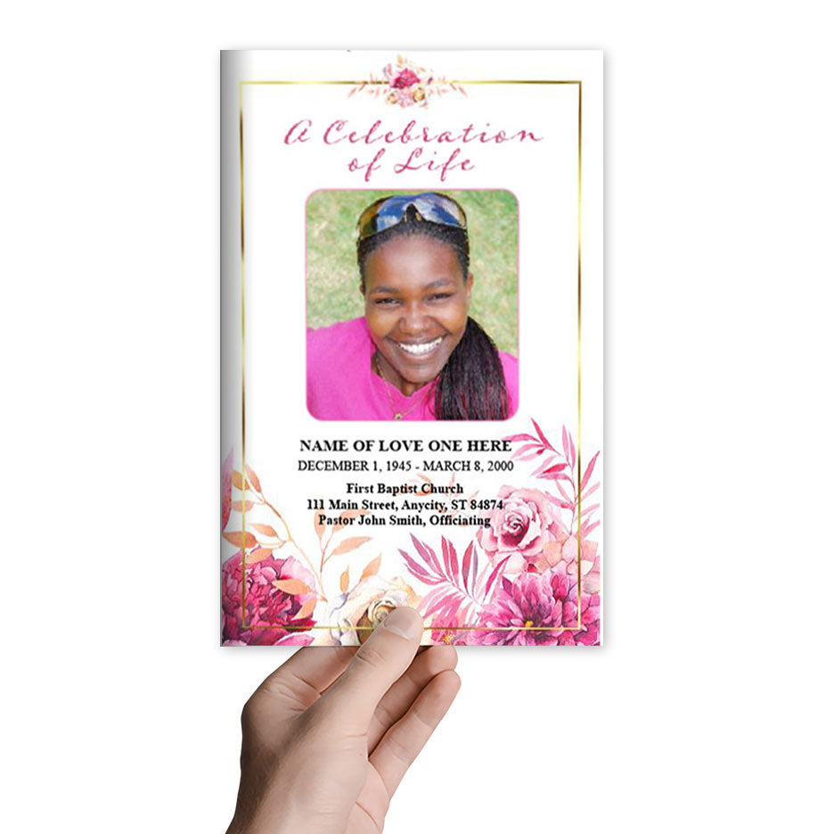 Crystal Watercolor Funeral Program Template.