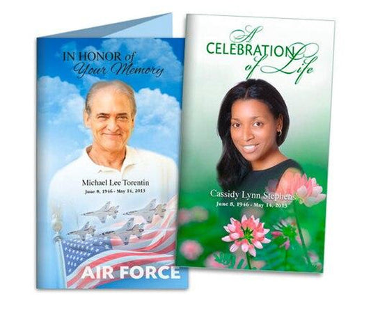 Custom Funeral Program Cover Brochure Template.