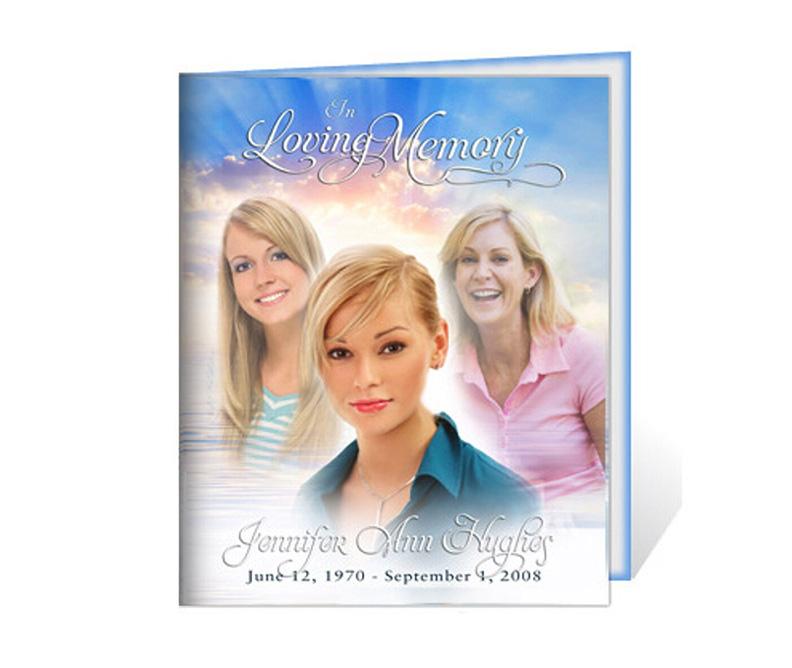 Custom Funeral Program Cover Center Fold Template.