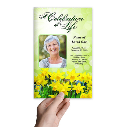 Daffodils Letter Single Fold Program Template.