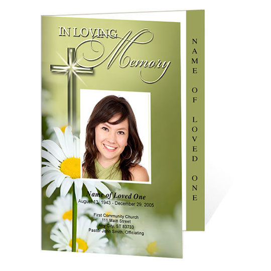 Daisy 4-Sided Graduated Funeral Program Template.
