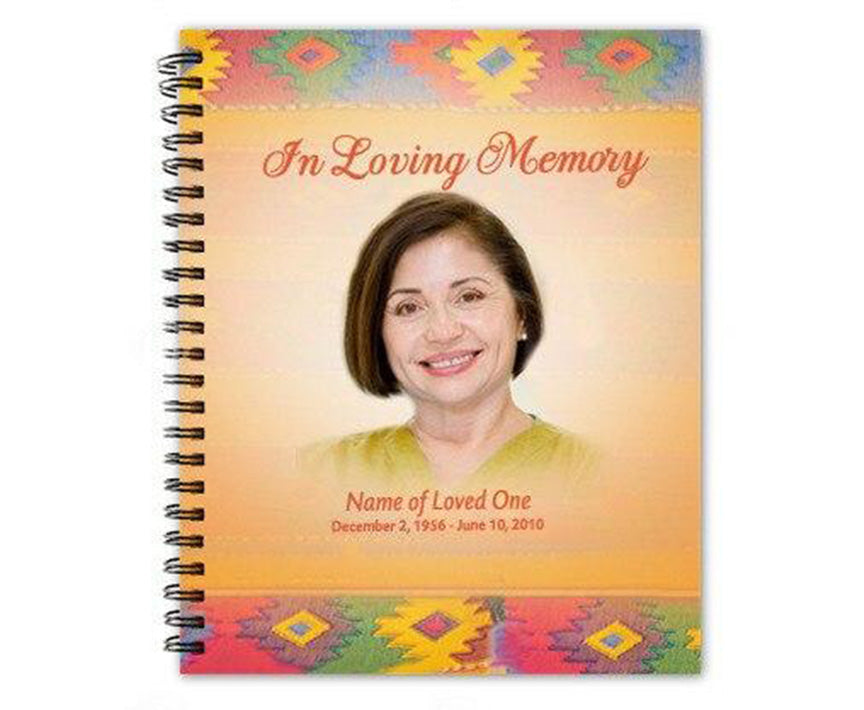 DeColores Spiral Wire Bind Memorial Funeral Guest Book.