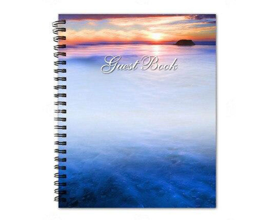 Dusk Spiral Wire Bind Memorial Guest Registry Book.