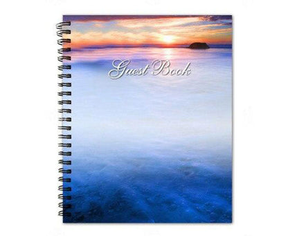 Dusk Spiral Wire Bind Memorial Guest Registry Book.