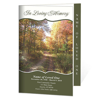 Fall 4-Sided Graduated Funeral Program Template.