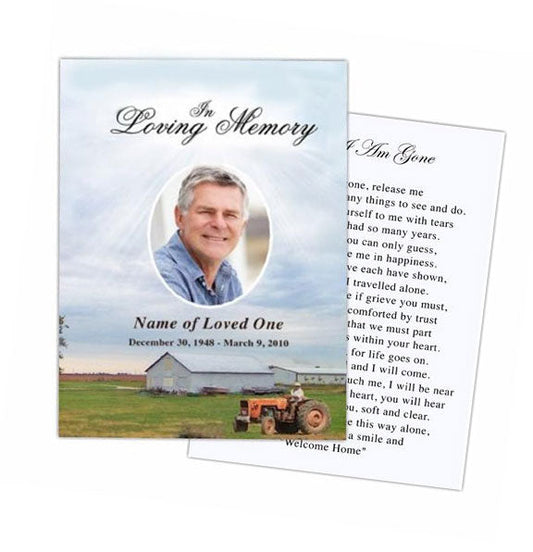 Farm Small Memorial Card Template.