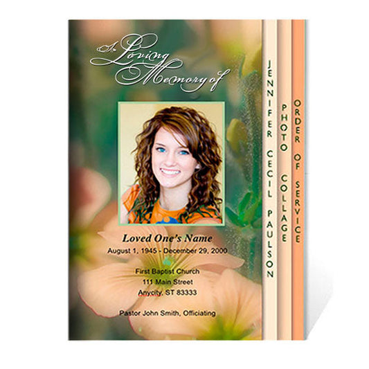 Floral 8-Sided Graduated Funeral Program Template.