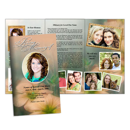 Floral TriFold Funeral Brochure Template.