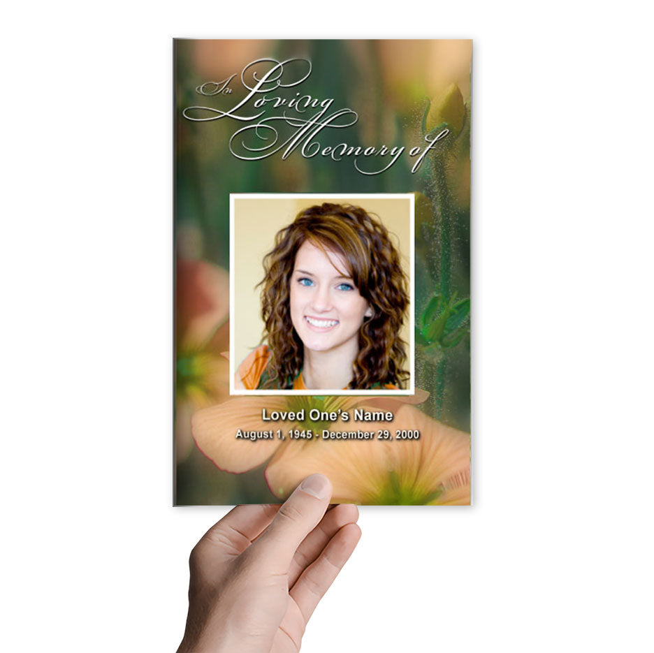 Floral Funeral Program Template.