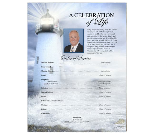 Lighthouse Funeral Flyer Template.