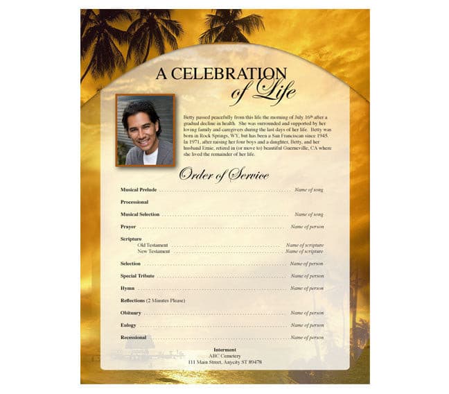 Island Funeral Flyer Template.
