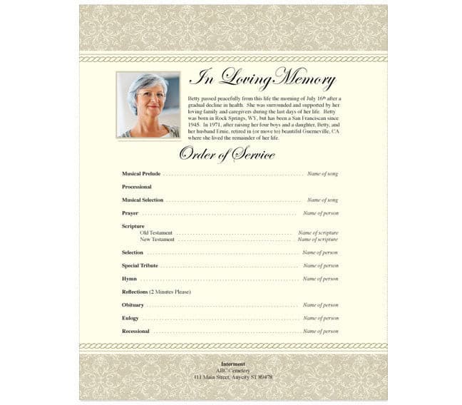 Alexa Funeral Flyer Template.