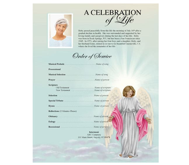 Angelina Funeral Flyer Template.