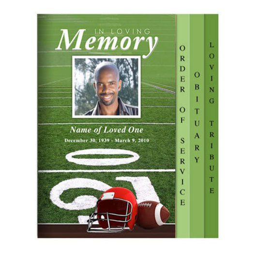 Football 8-Sided Graduated Funeral Program Template.