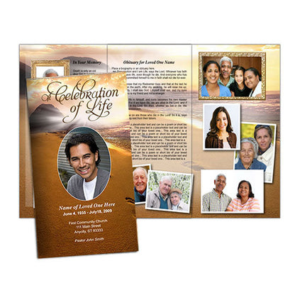 Footprints TriFold Funeral Brochure Template.