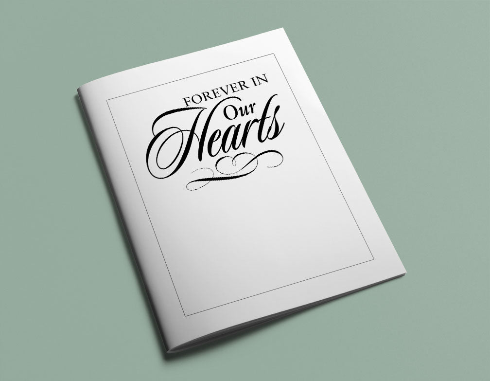 Forever In Our Hearts Funeral Program Title.