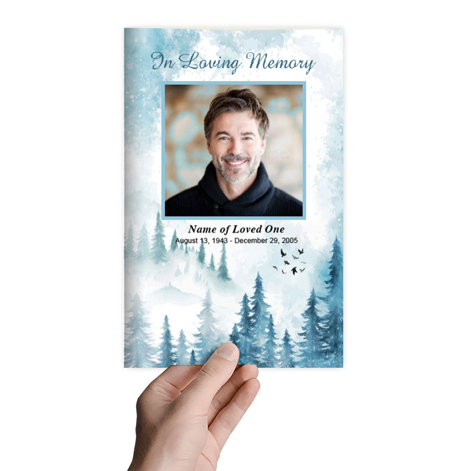 Snowy Mountain Funeral Program Template.