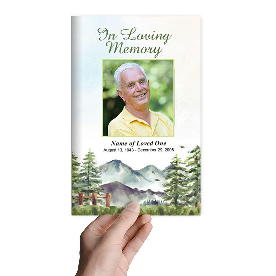 Pine Trees Funeral Program Template.