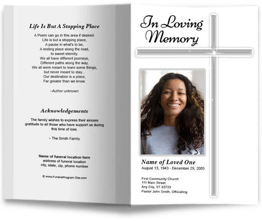 Modern Cross Funeral Program Template