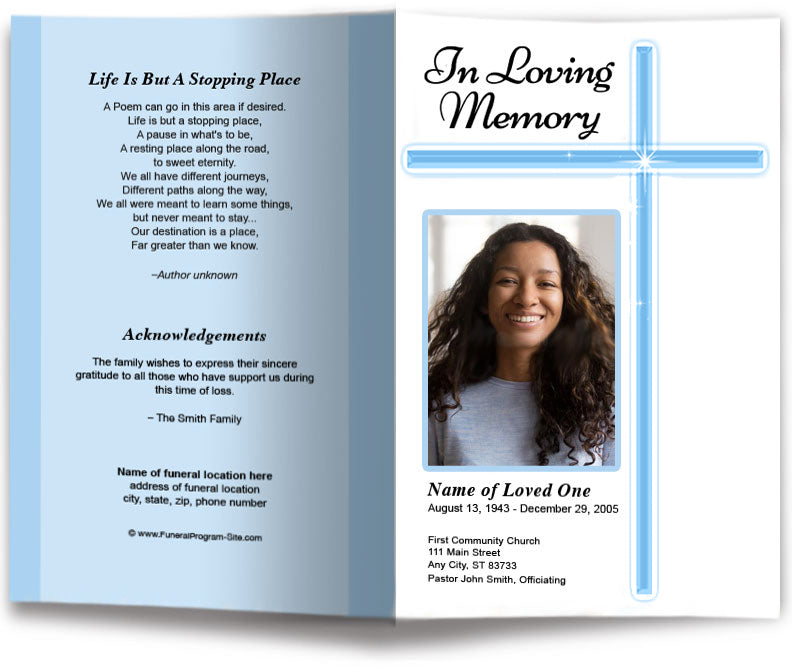 Modern Cross Funeral Program Template