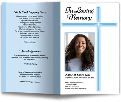 Modern Cross Funeral Program Template