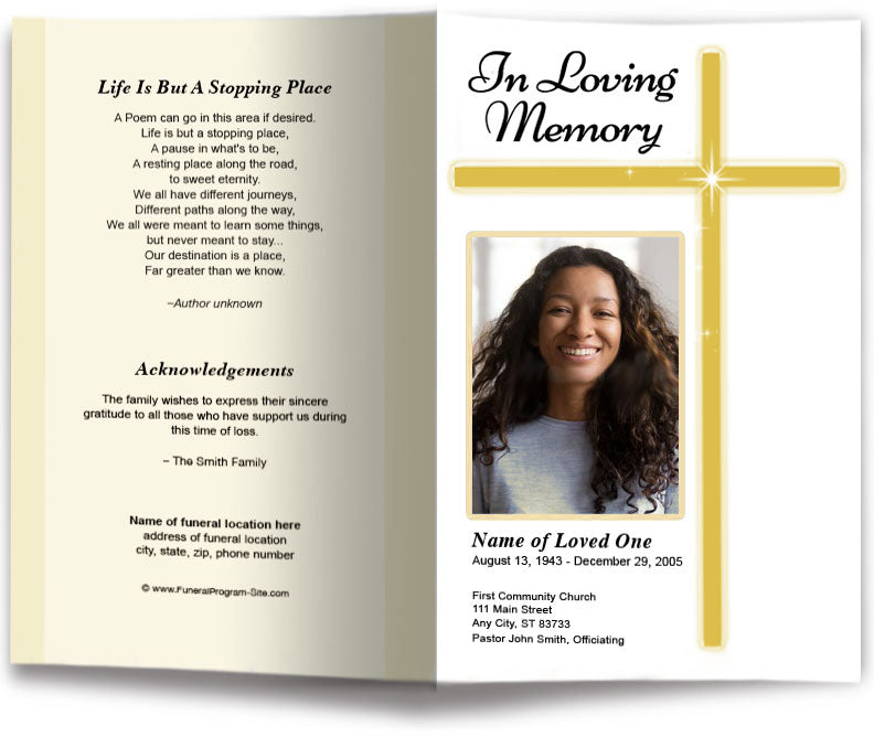 Modern Cross Funeral Program Template
