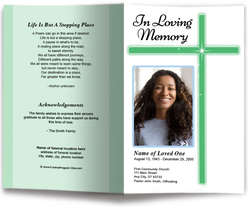 Modern Cross Funeral Program Template