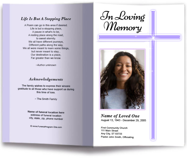 Modern Cross Funeral Program Template