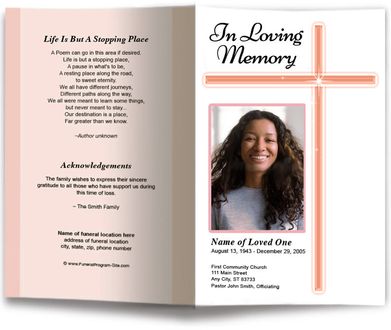 Modern Cross Funeral Program Template