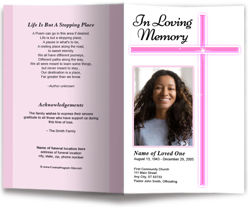 Modern Cross Funeral Program Template
