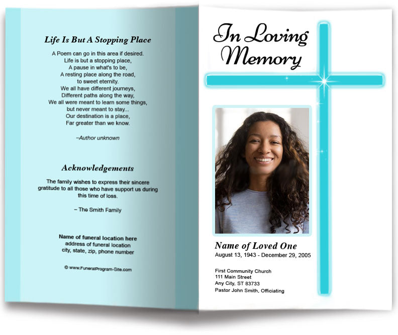 Modern Cross Funeral Program Template