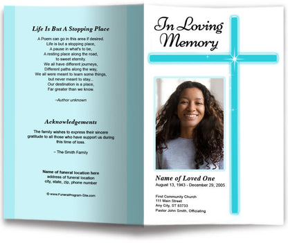 Modern Cross Funeral Program Template