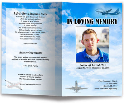 Airplane Funeral Program Template.