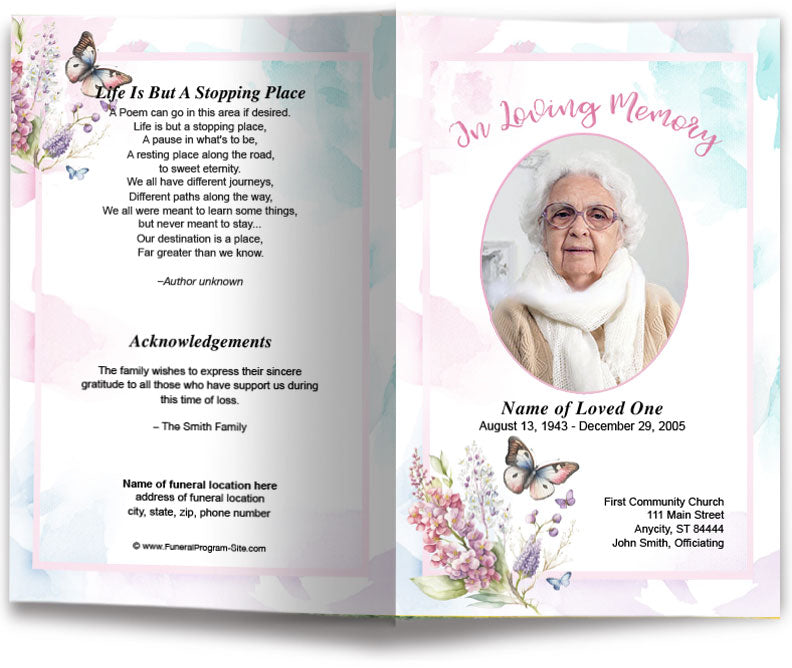 Spring Garden Funeral Program Template
