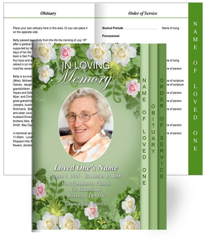 Garden 8-Sided Graduated Funeral Program Template.