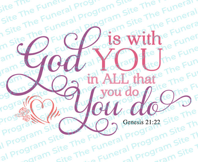 God Is With You Bible Verse Word Art.