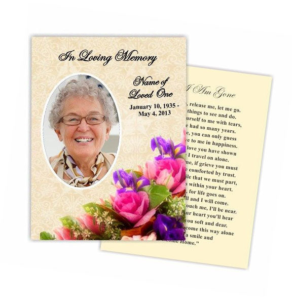 Golden Small Memorial Card Template.