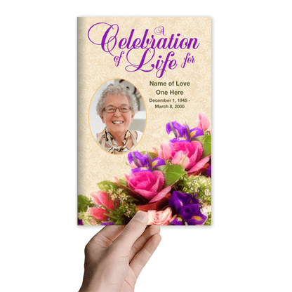 Golden Funeral Program Template.